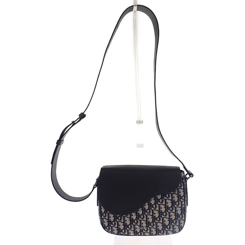 Dior Saddle Small Messenger Shoulder Bag Calf Fabric Black — view 8