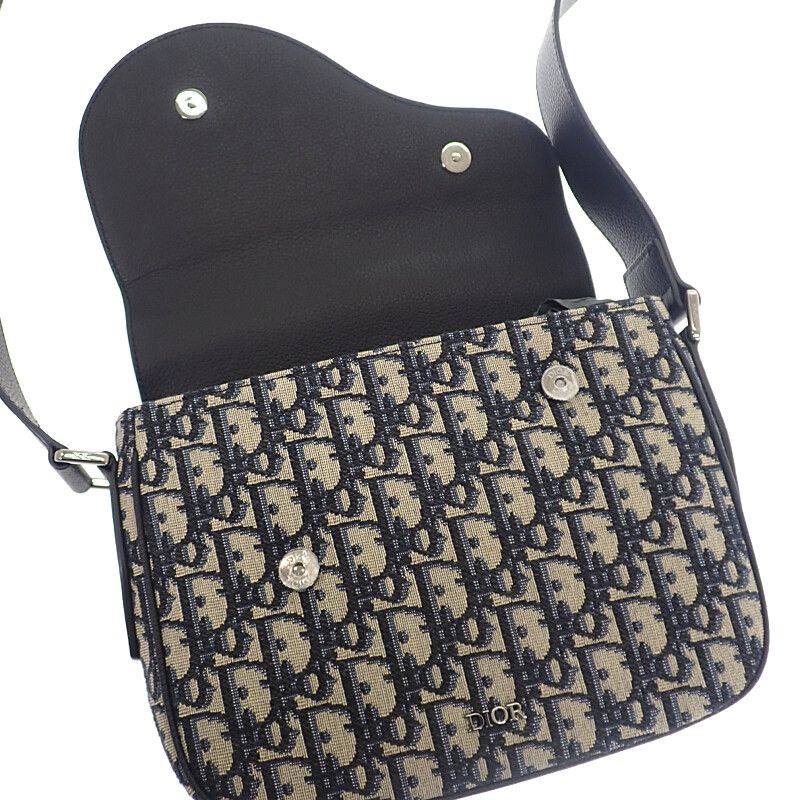 Dior Saddle Small Messenger Shoulder Bag Calf Fabric Black — view 9