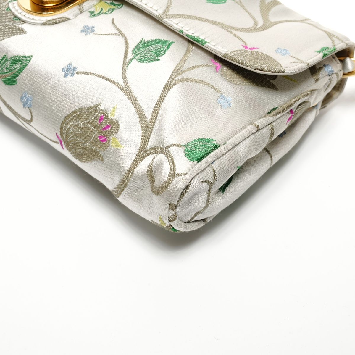 Prada Shoulder Bag Brocade Floral Chain Strap — view 7