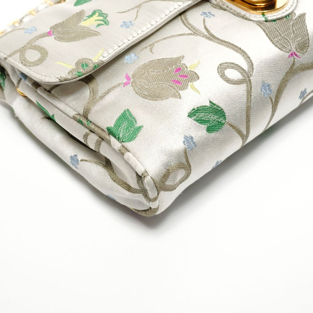 Prada Shoulder Bag Brocade Floral Chain Strap — view 6
