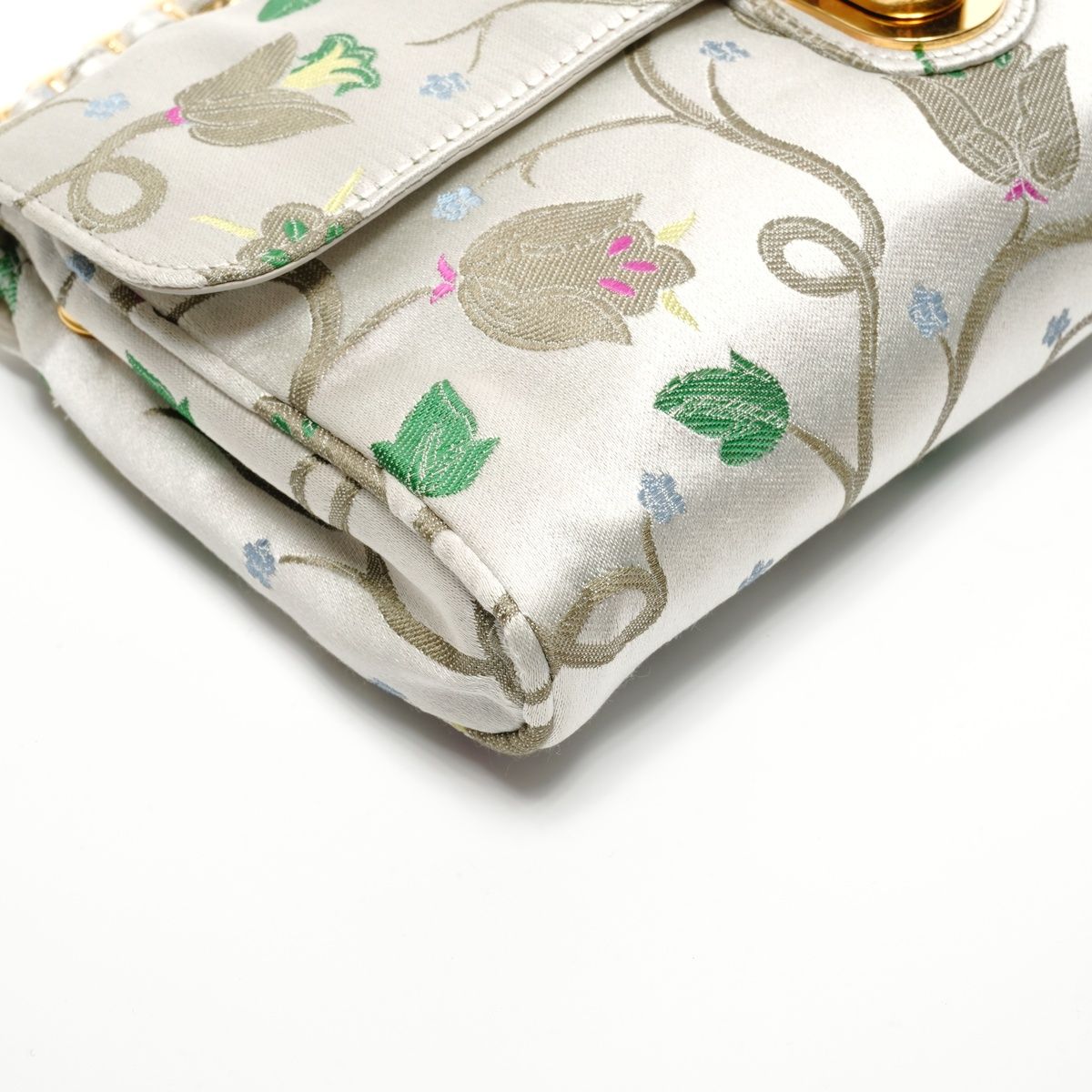 Prada Shoulder Bag Brocade Floral Chain Strap — view 6