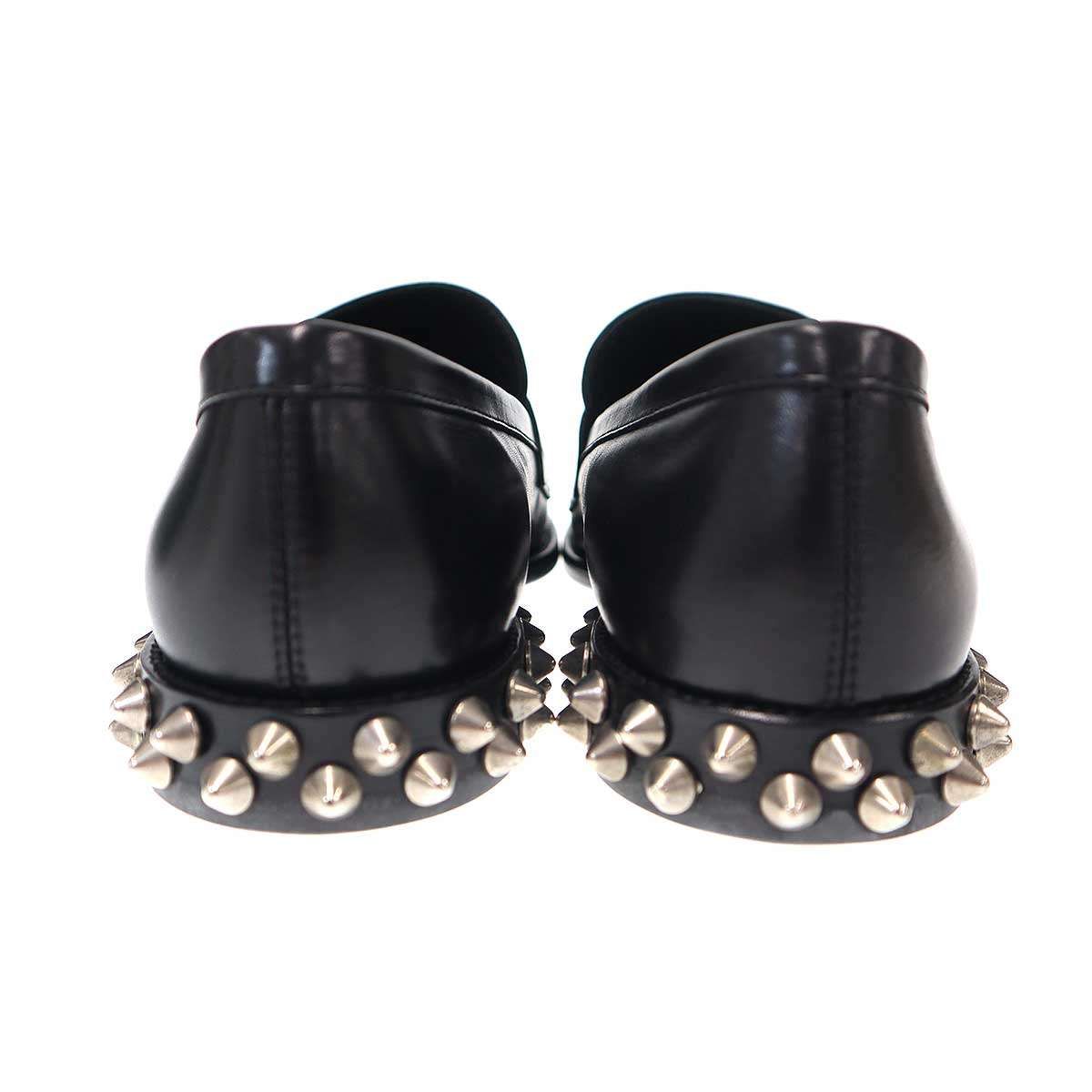 Saint Laurent Paris Studded Heel Leather Loafers Black 37 — view 3