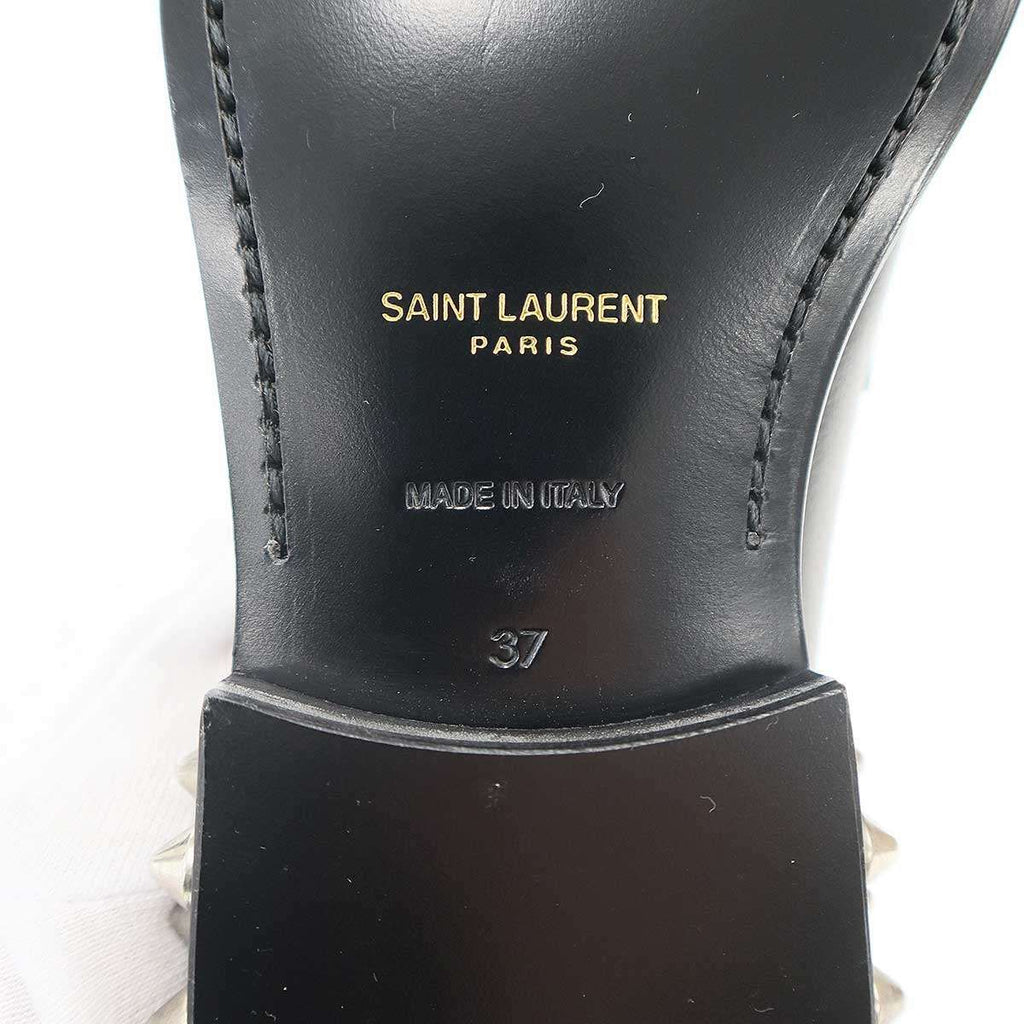 Saint Laurent Paris Studded Heel Leather Loafers Black 37 — view 6