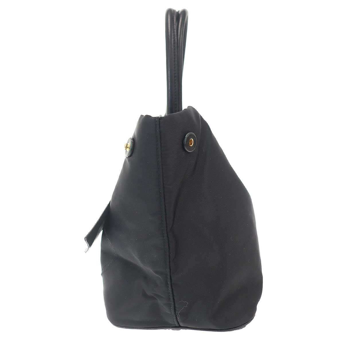 Prada Leather Ribbon Nylon 2-Way Tote Black — view 3