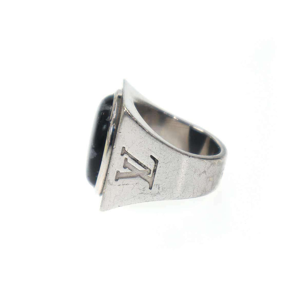 Louis Vuitton Chevalier Marblestone Ring Silver Black — view 4