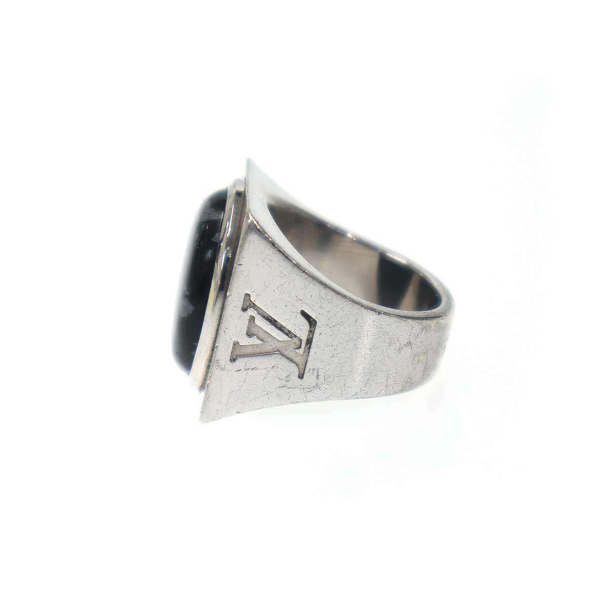 Louis Vuitton Chevalier Marblestone Ring Silver Black — view 4