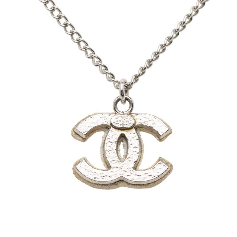 Chanel CC Logo Silver White Metal Coral — view 2