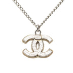Chanel CC Logo Silver White Metal Coral — view 2