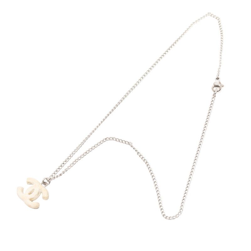 Chanel CC Logo Silver White Metal Coral — view 3