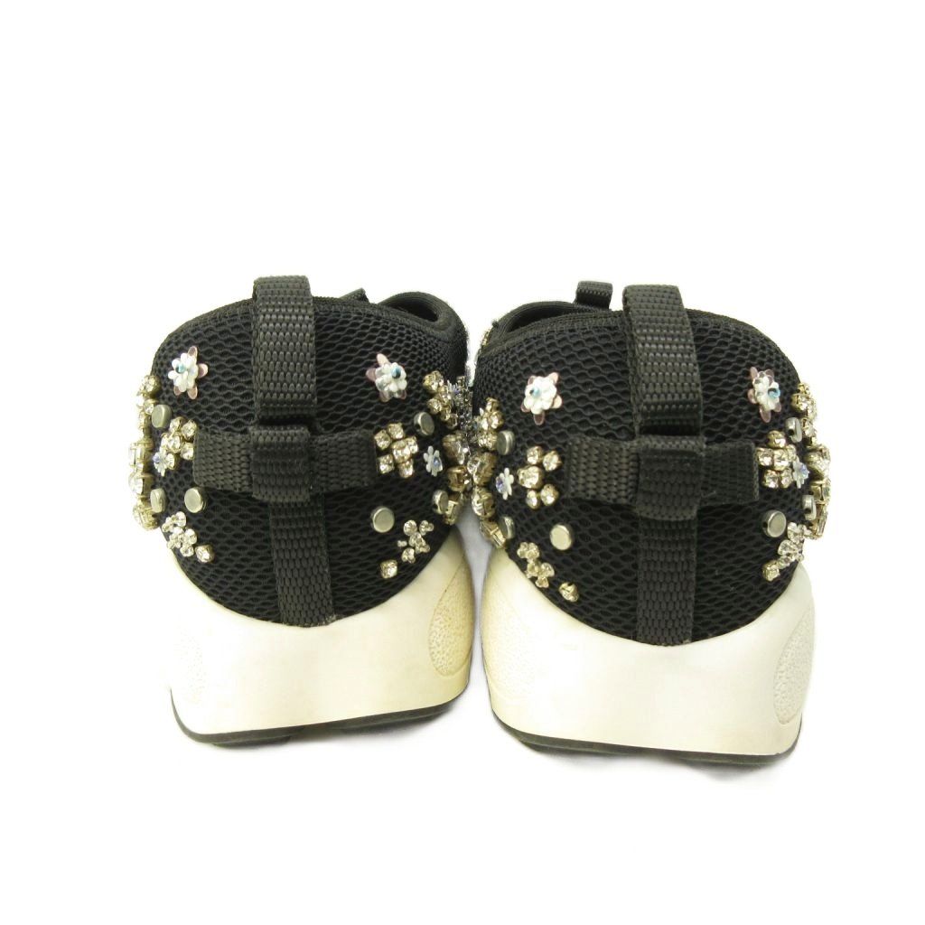 Dior Fusion Crystal Vision Sneakers Floral Applique Mesh Black 34 — view 6