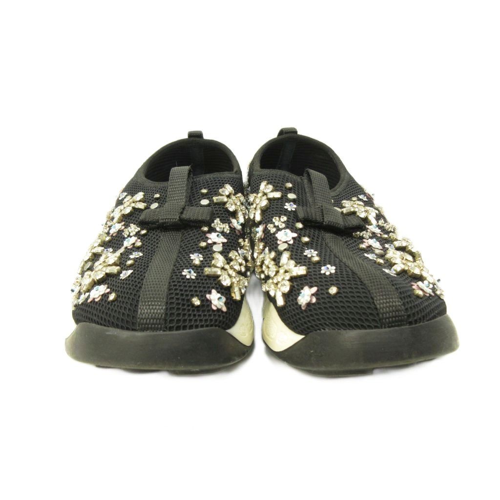 Dior Fusion Crystal Vision Sneakers Floral Applique Mesh Black 34 — view 3