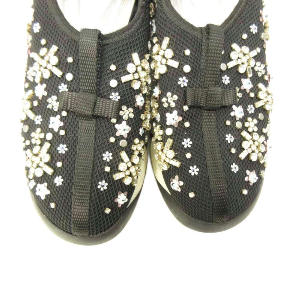 Dior Fusion Crystal Vision Sneakers Floral Applique Mesh Black 34 — view 4
