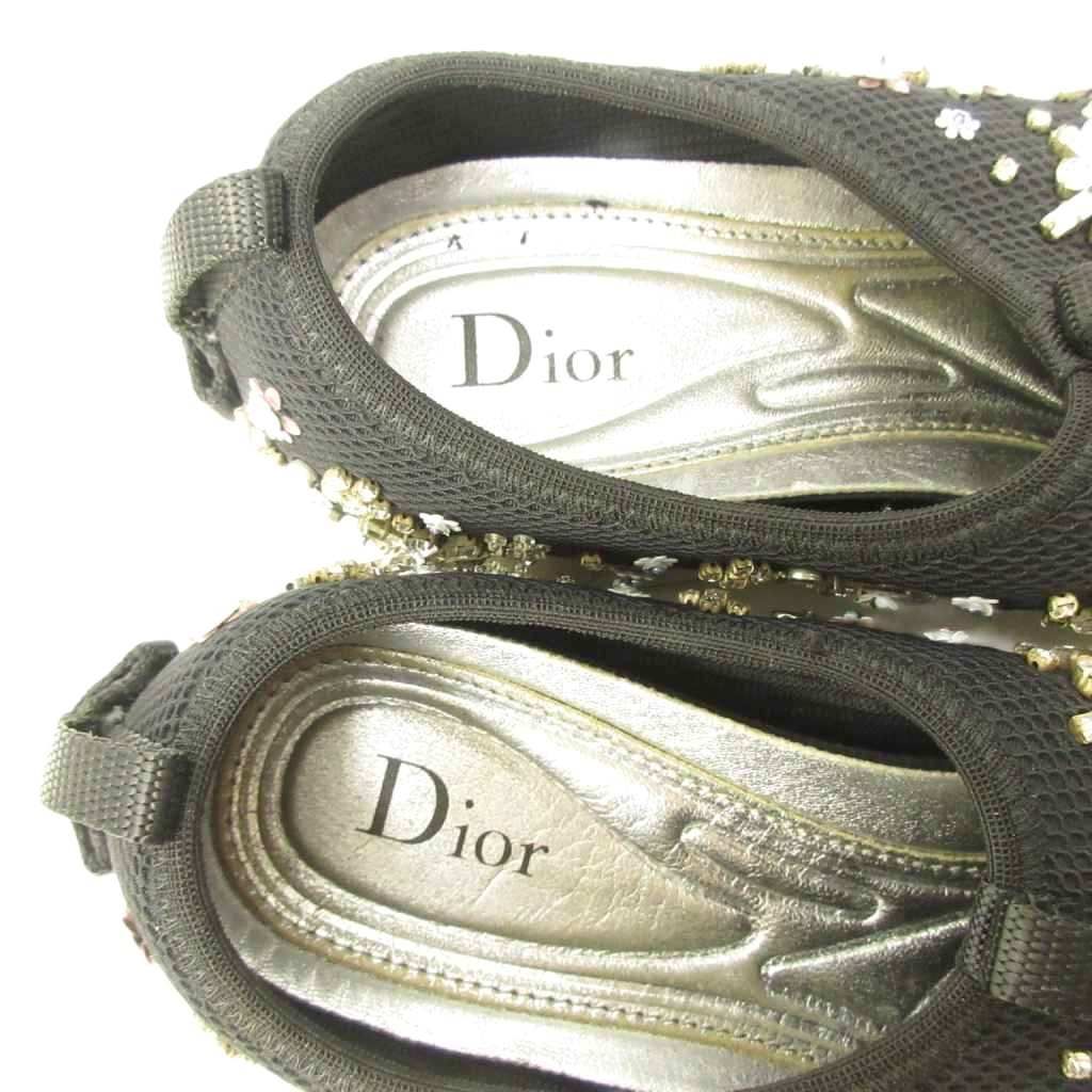 Dior Fusion Crystal Vision Sneakers Floral Applique Mesh Black 34 — view 5