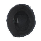 Prada Bucket Hat Fringe Triangle Logo Cotton M Black — view 5