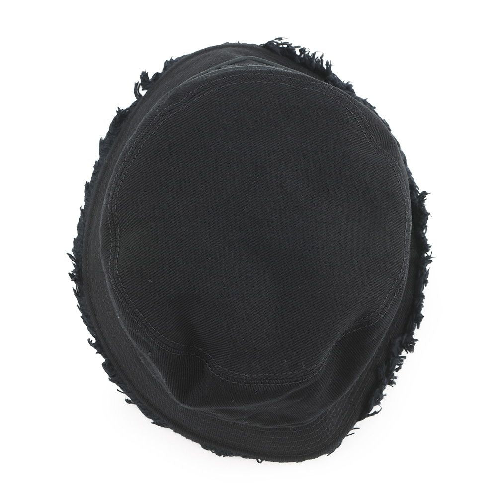 Prada Bucket Hat Fringe Triangle Logo Cotton M Black — view 4