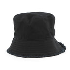 Prada Bucket Hat Fringe Triangle Logo Cotton M Black — view 3