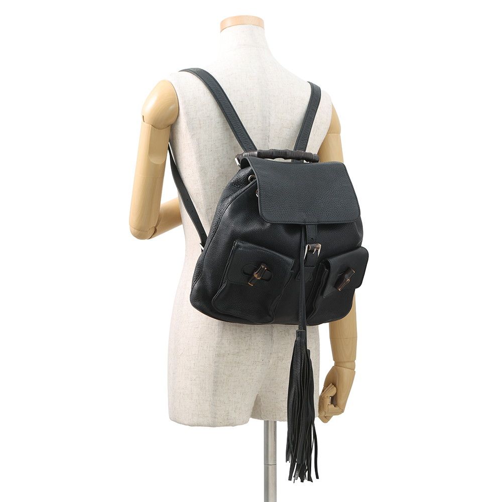 Gucci Backpack Bamboo Fringe Leather Black — view 4