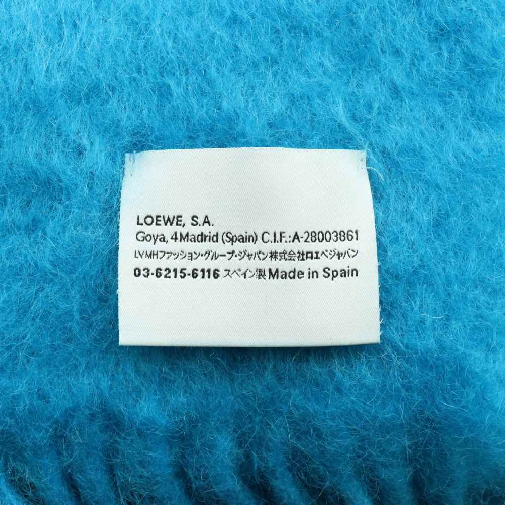 Loewe Mohair Fringe Shawl Scarf Turquoise Blue SS OS — view 4