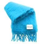 Loewe Mohair Fringe Shawl Scarf Turquoise Blue SS OS — view 3