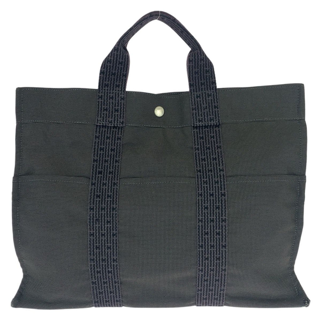 Hermes Her Line MM Gray Silver Canvas Tote — view 2