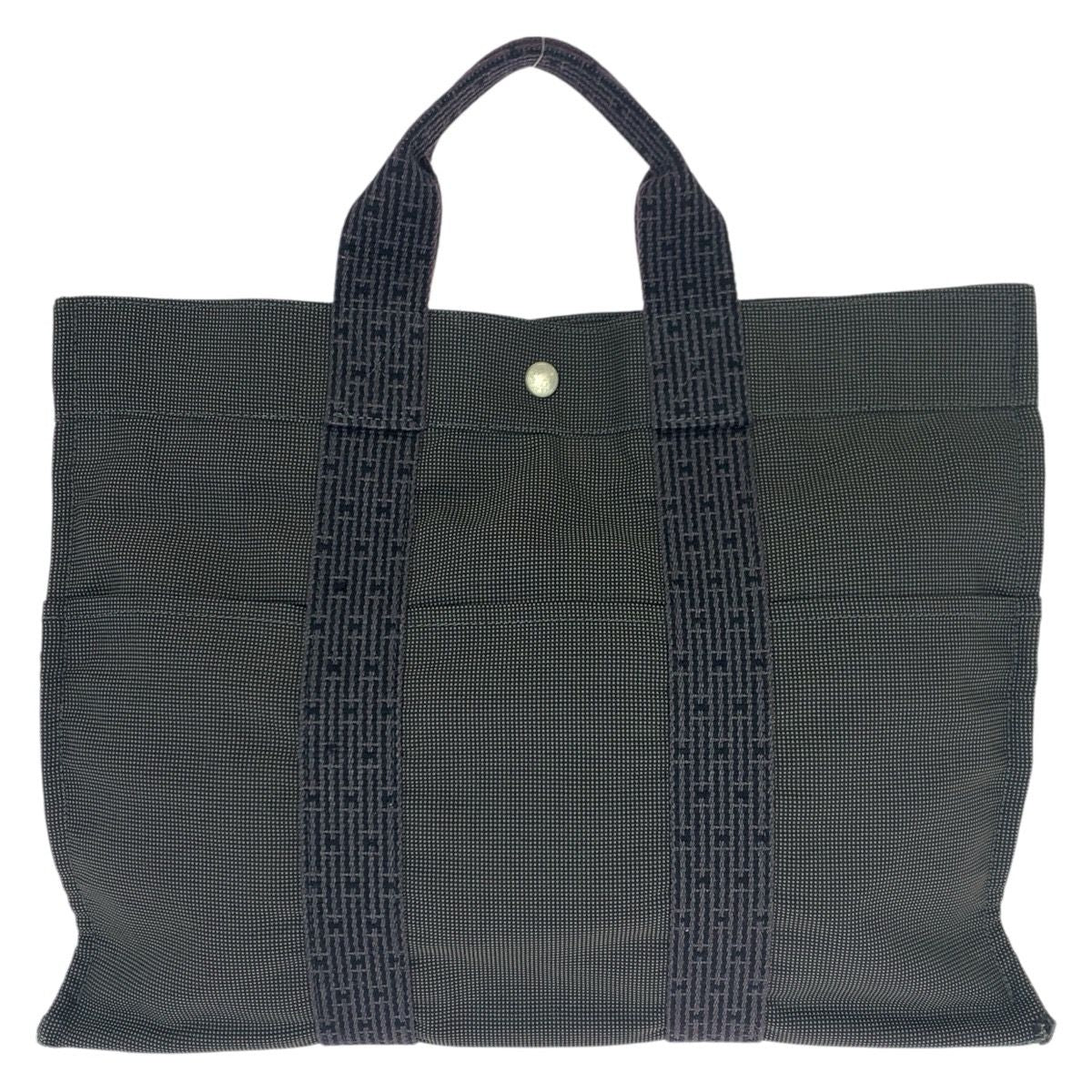 Hermes Her Line MM Gray Silver Canvas Tote — view 2