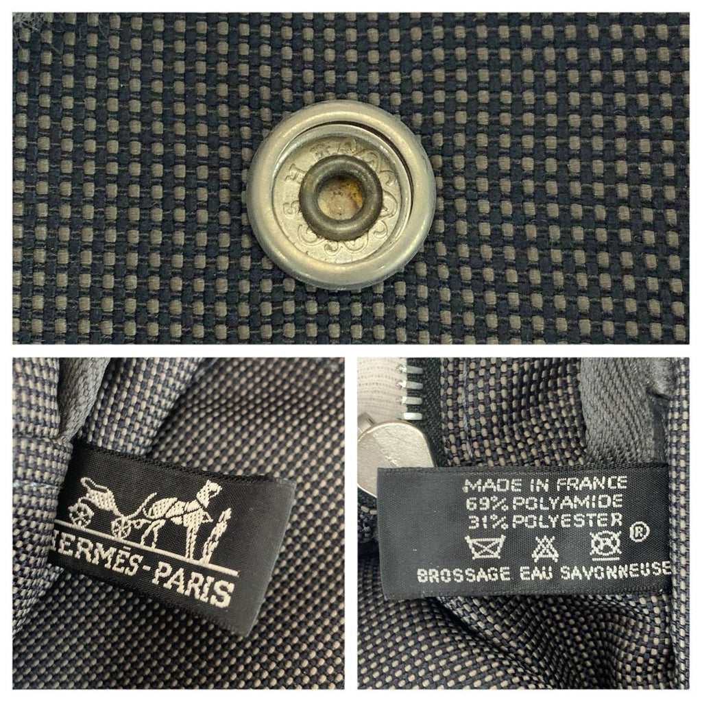 Hermes Her Line MM Gray Silver Canvas Tote — view 4