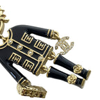 Chanel Lion Charm Key Holder Ring CC Logo Rhinestone Pearl Gold Black — view 4