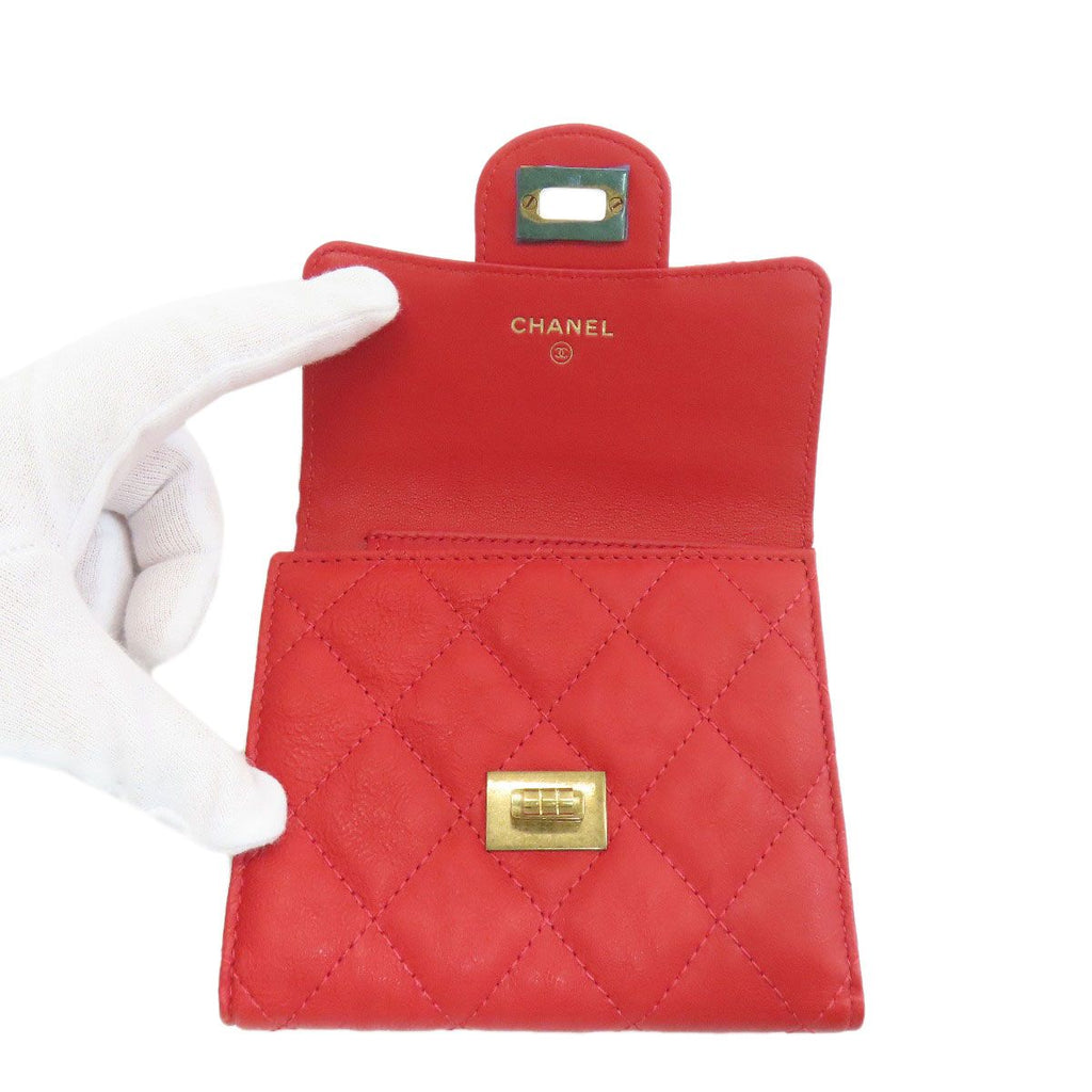 Chanel 2.55 Quilted Compact Wallet Gold Bifold — view 4