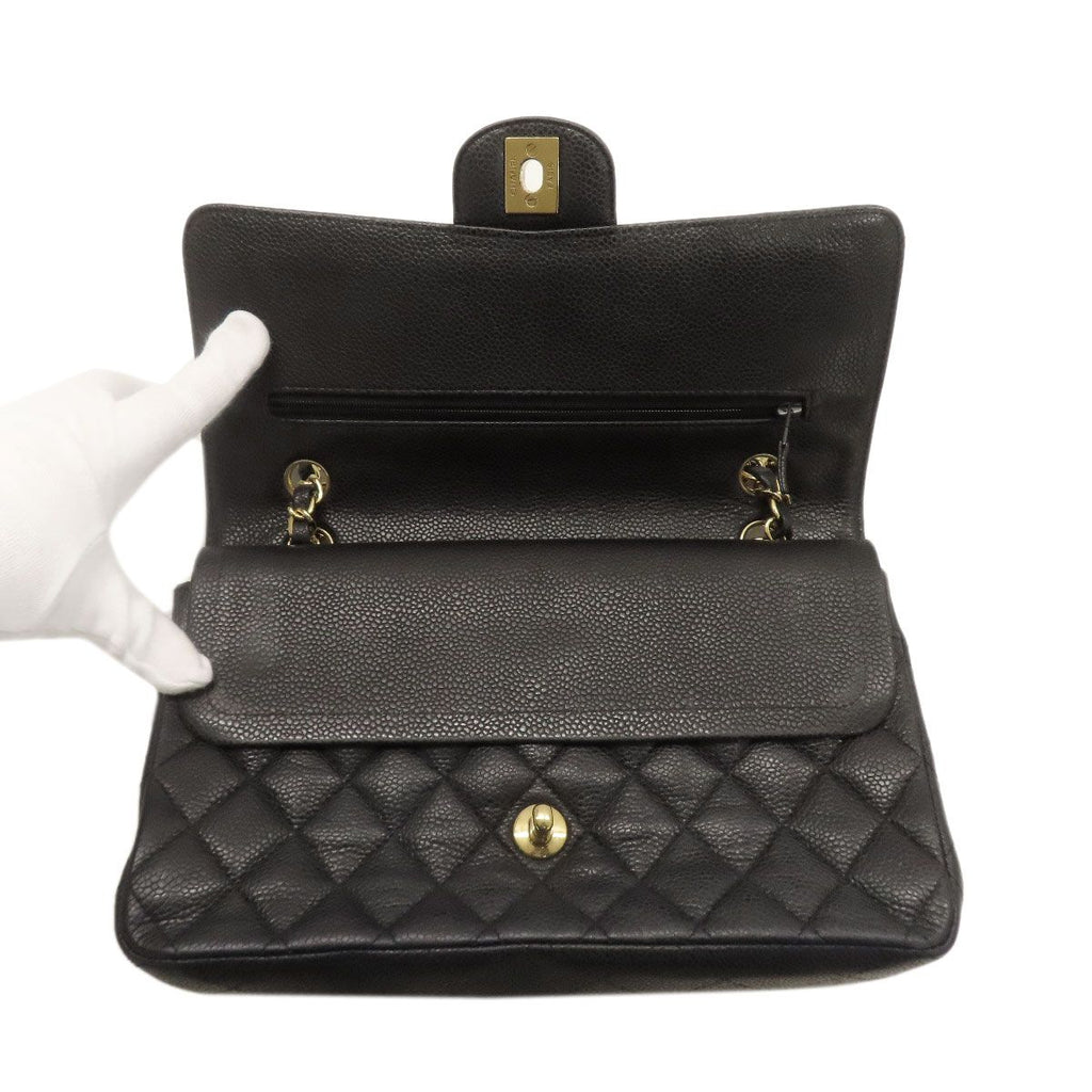 Chanel Quilted Double Flap Gold Shoulder Bag Grained Calfskin — view 5