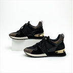 Louis Vuitton Run Away Line Monogram Sneakers Shoes Leather Patent Black — view 4