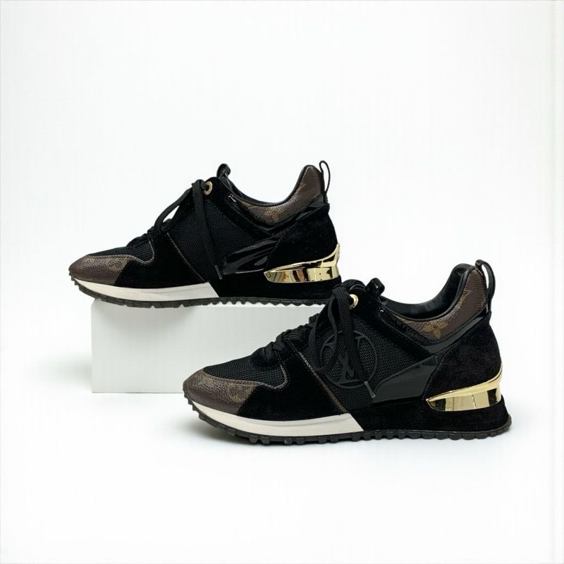 Louis Vuitton Run Away Line Monogram Sneakers Shoes Leather Patent Black — view 4
