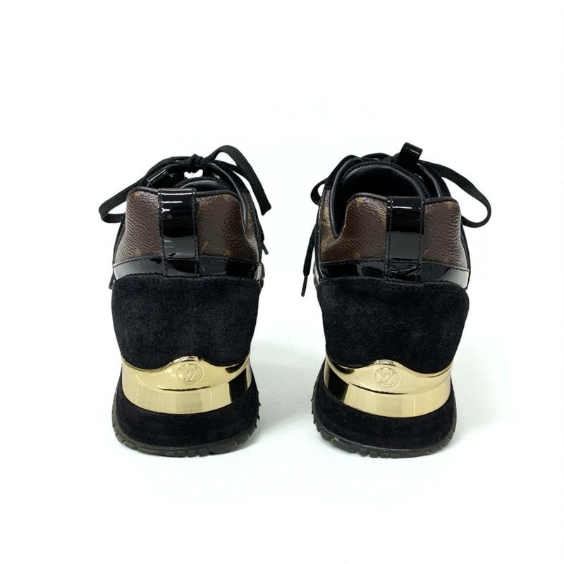Louis Vuitton Run Away Line Monogram Sneakers Shoes Leather Patent Black — view 6