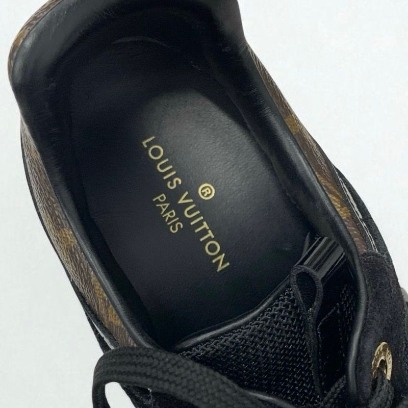 Louis Vuitton Run Away Line Monogram Sneakers Shoes Leather Patent Black — view 8