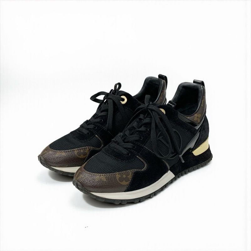 Louis Vuitton Run Away Line Monogram Sneakers Shoes Leather Patent Black — view 2