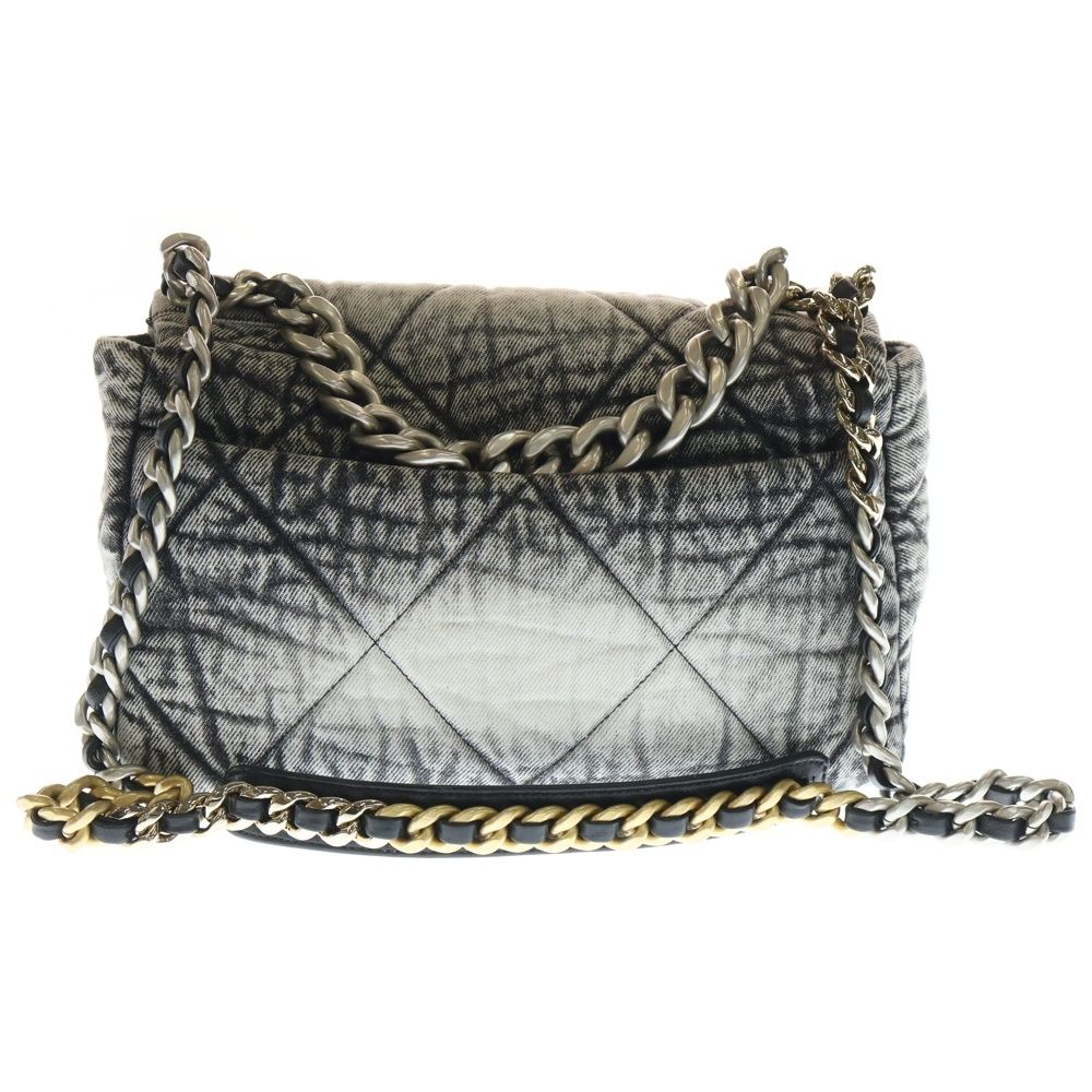 Chanel 19 Flap Shoulder Bag Gray Denim — view 2