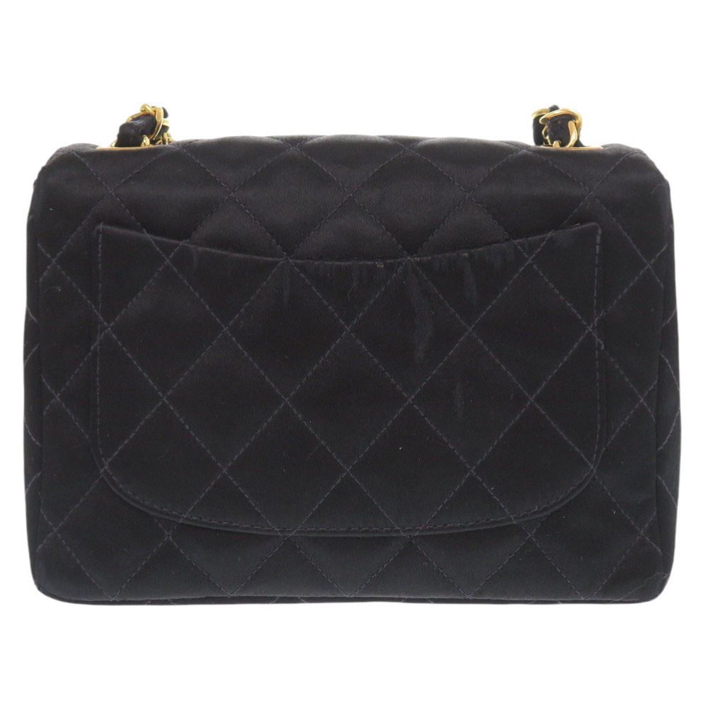 Chanel Mini Quilted Satin Gold Black Shoulder Bag — view 2