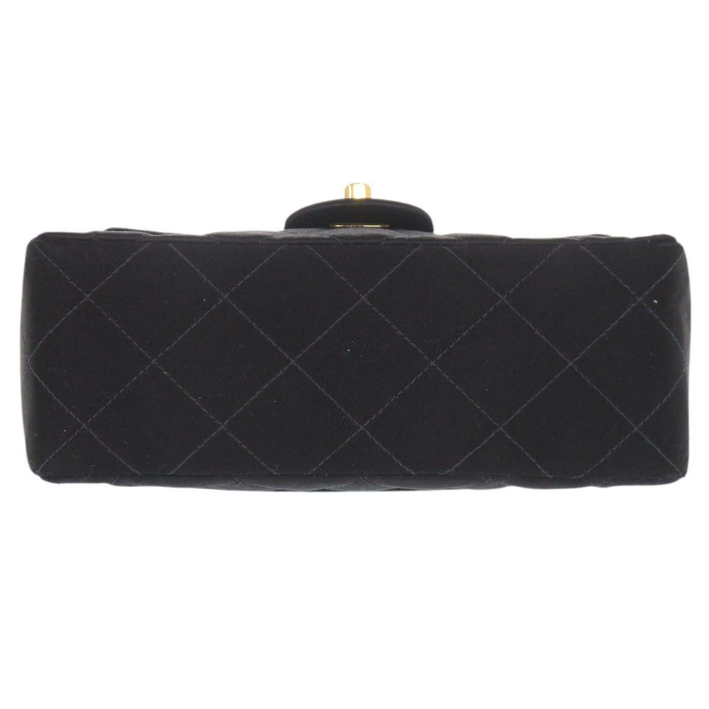 Chanel Mini Quilted Satin Gold Black Shoulder Bag — view 3