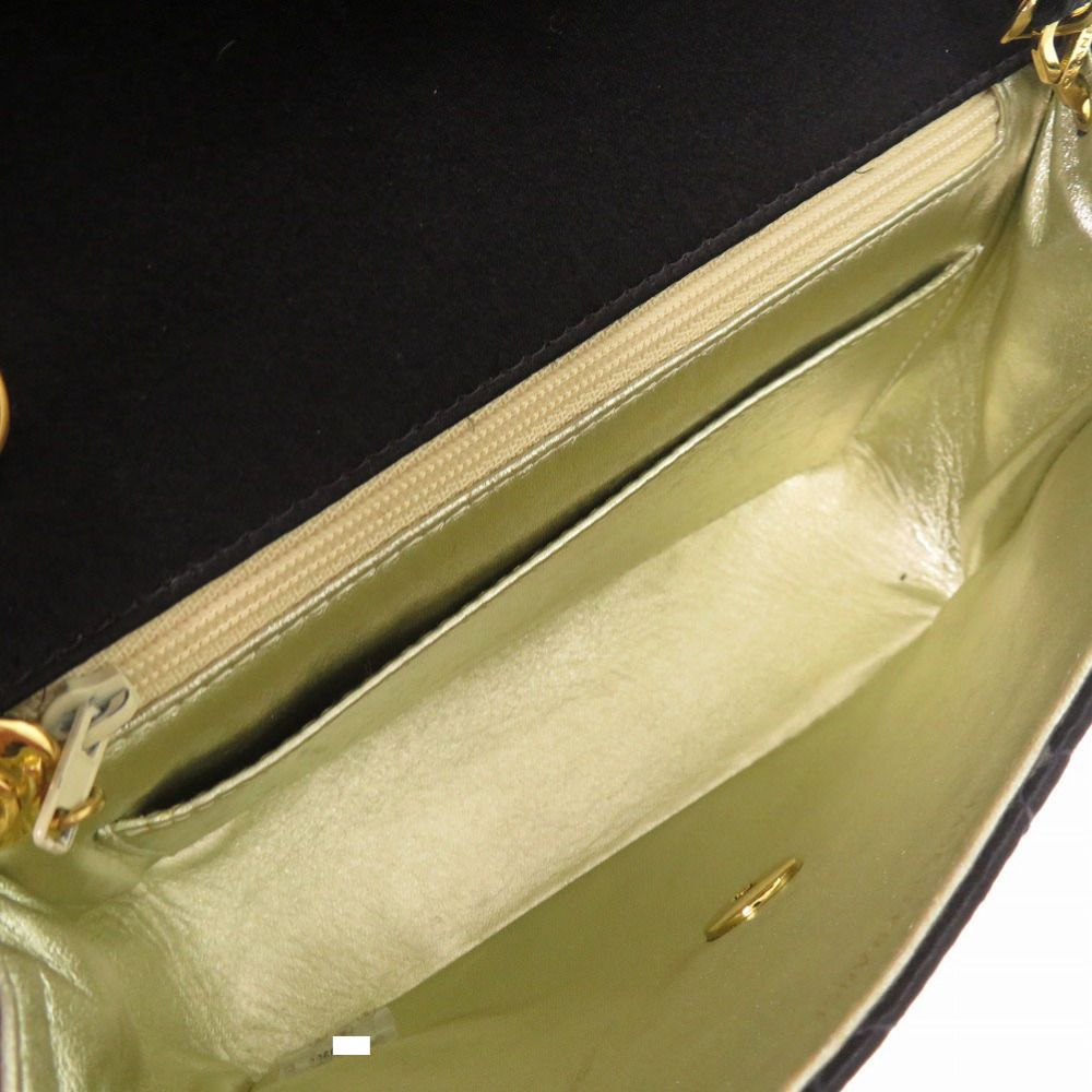 Chanel Mini Quilted Satin Gold Black Shoulder Bag — view 6