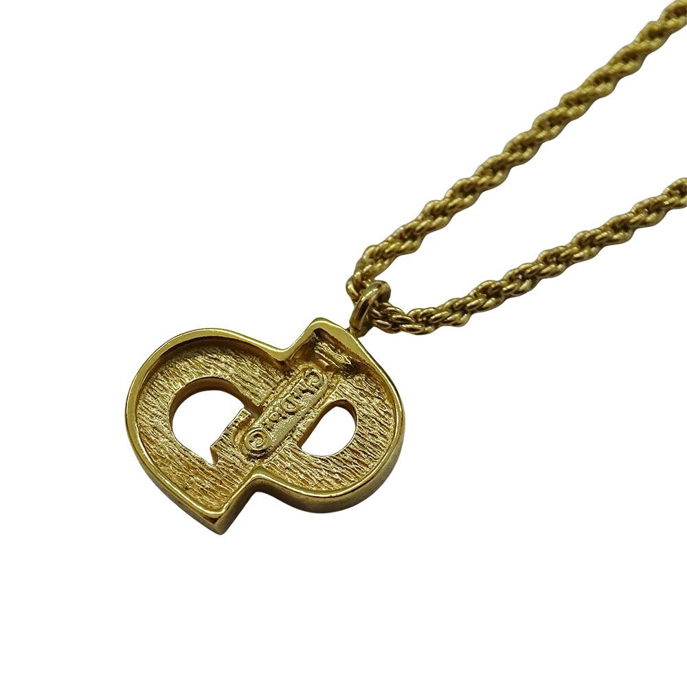 Dior Necklace Rhinestone Logo Gold — view 2