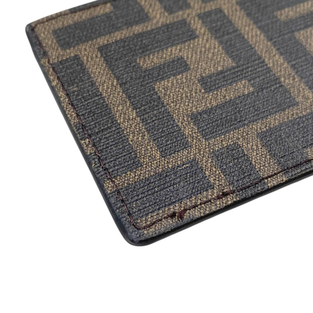 Fendi Card Case Leather Zucca Pattern FF Logo Brown Black — view 3