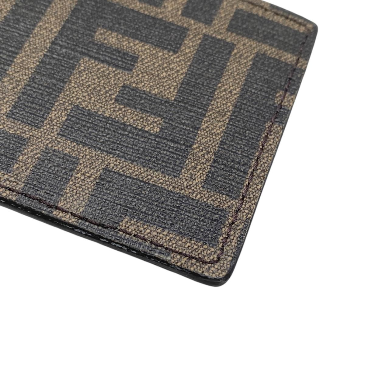 Fendi Card Case Leather Zucca Pattern FF Logo Brown Black — view 4