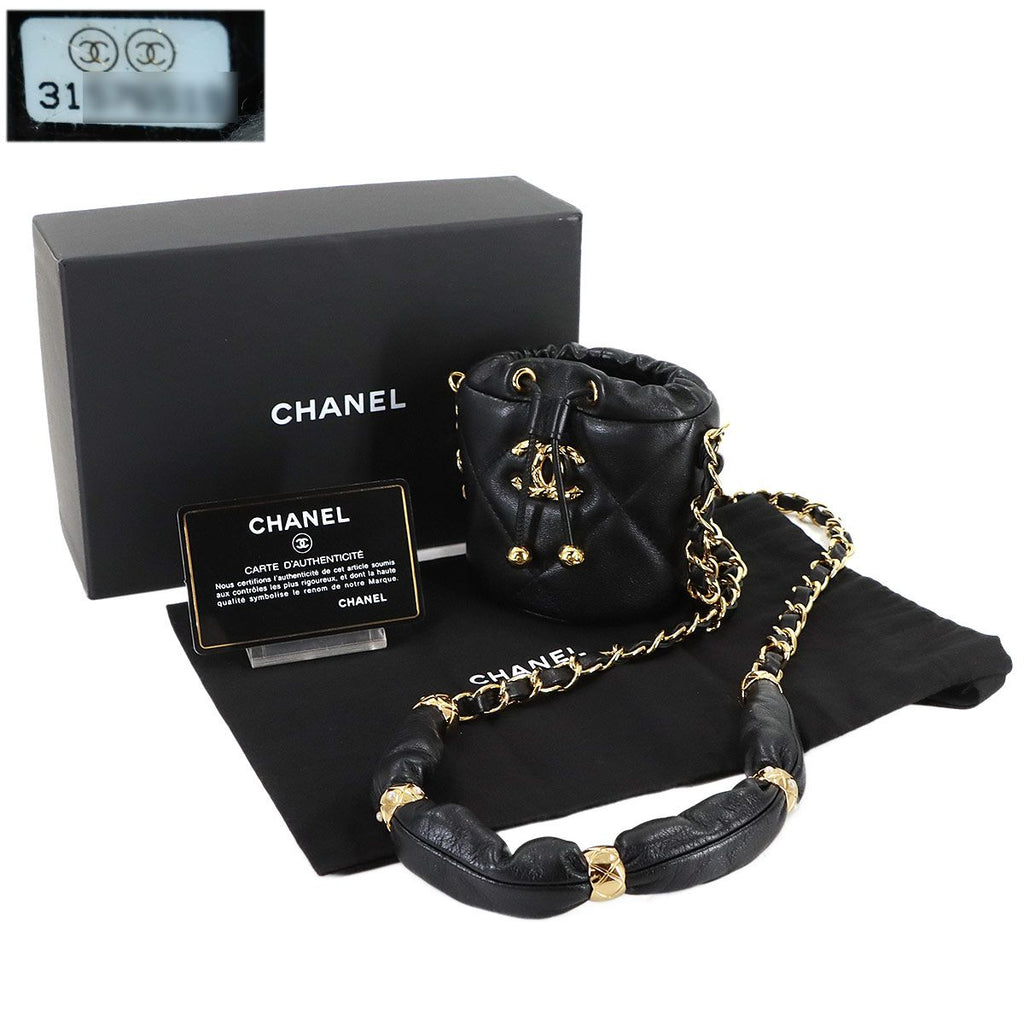 Chanel Quilted Mini Drawstring Chain Shoulder Bag Leather — view 2