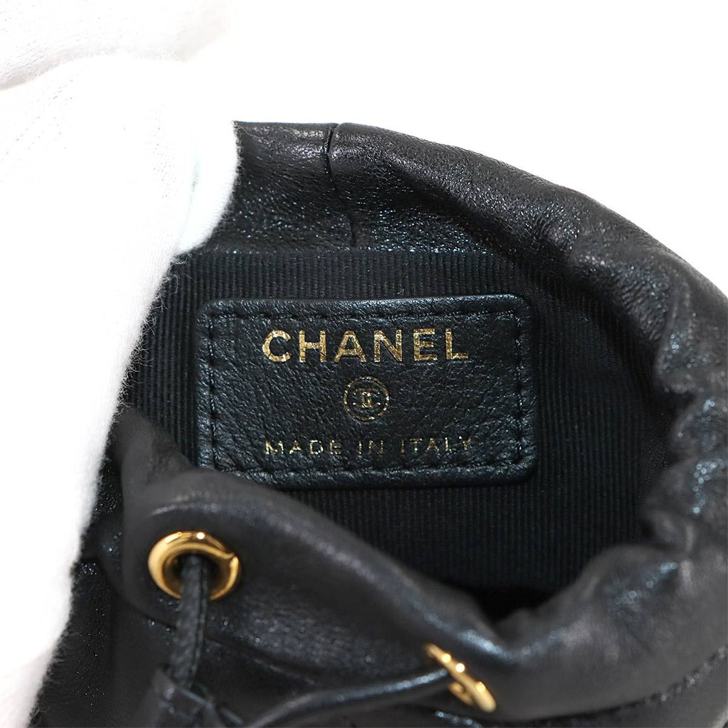 Chanel Quilted Mini Drawstring Chain Shoulder Bag Leather — view 8