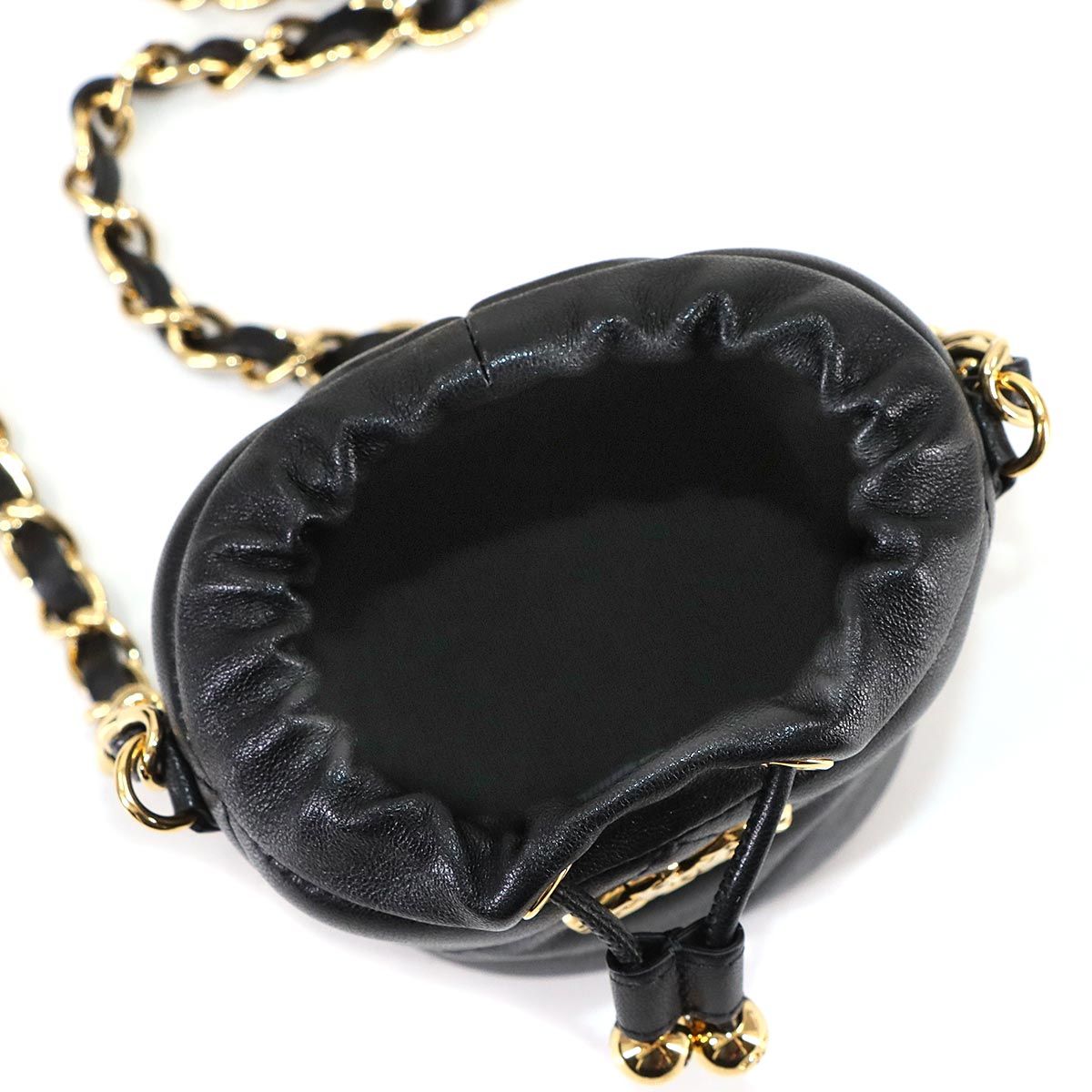 Chanel Quilted Mini Drawstring Chain Shoulder Bag Leather — view 7