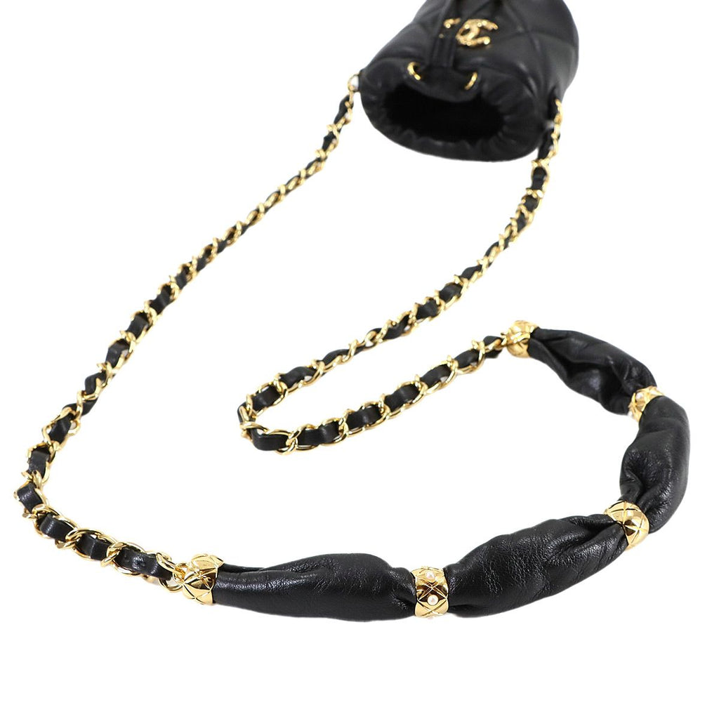 Chanel Quilted Mini Drawstring Chain Shoulder Bag Leather — view 6