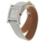 Hermes Watch Double Tour Stainless Steel Smooth Leather Silver — view 2