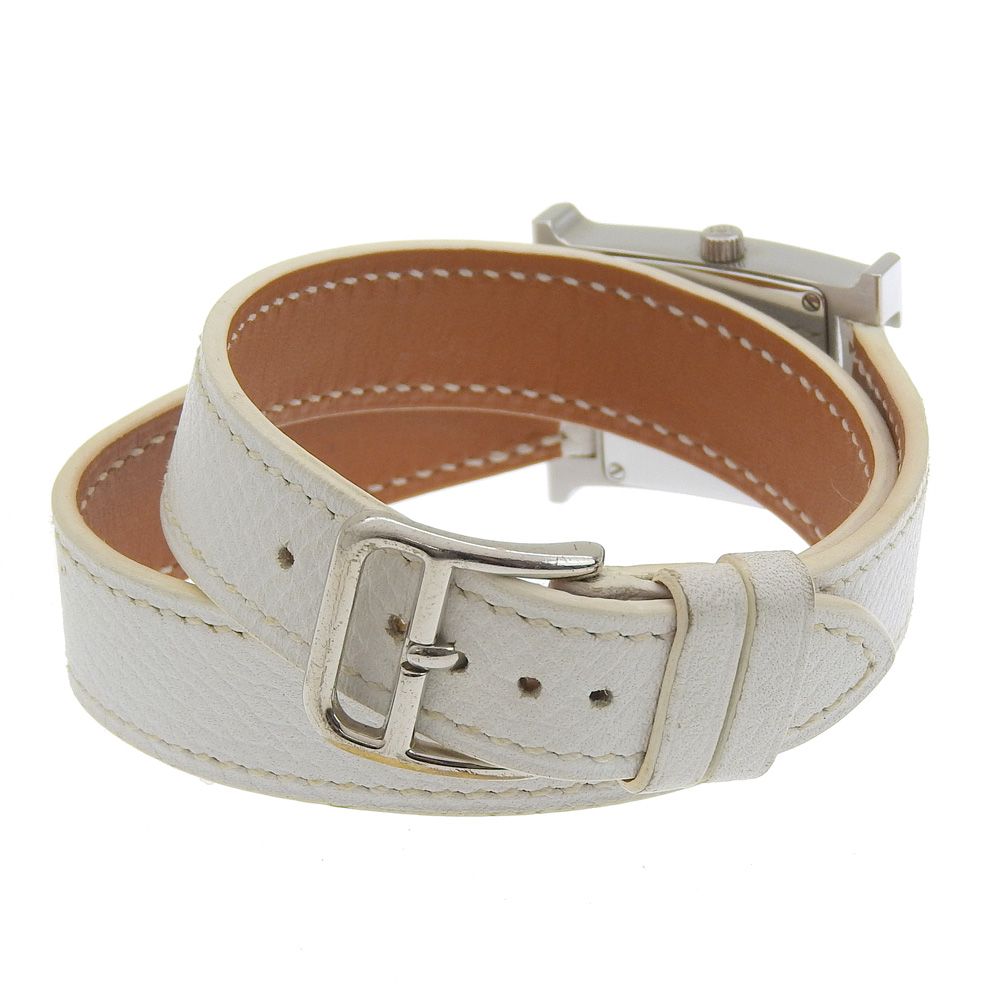 Hermes Watch Double Tour Stainless Steel Smooth Leather Silver — view 4