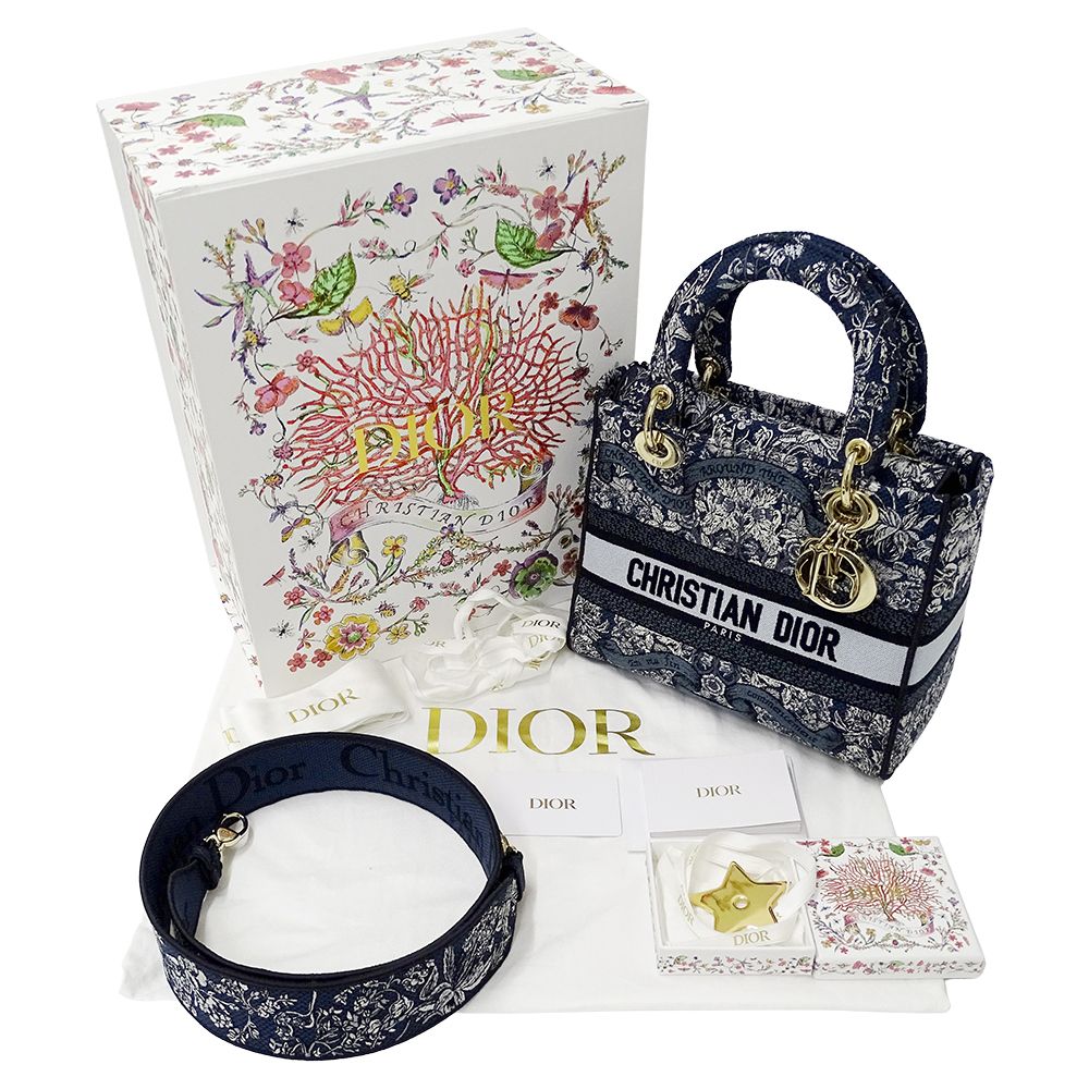 Dior 2-Way Shoulder Bag Lady Delight Jacquard Blue Navy — view 7