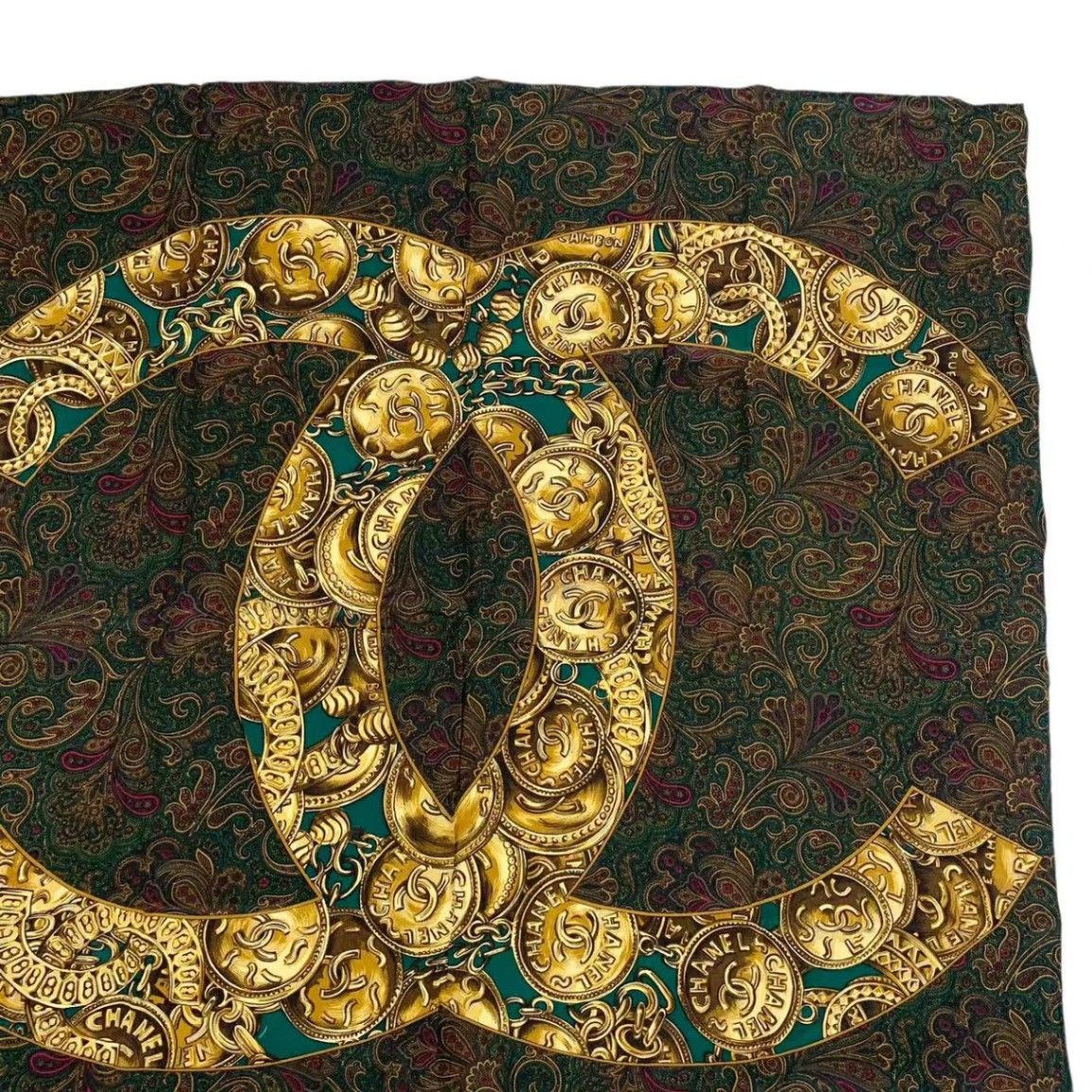 Chanel Scarf Silk CC Logo Paisley Pattern — view 3