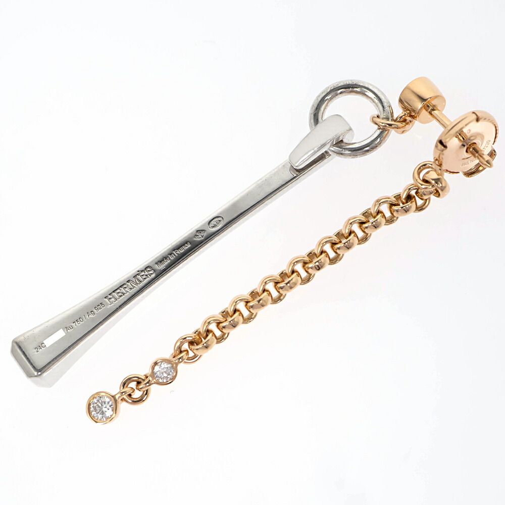 Hermes Single Earrings Mixed-and-h Clou de Forge 18K Pink — view 6